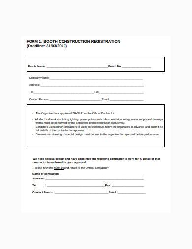 construction registration form sample