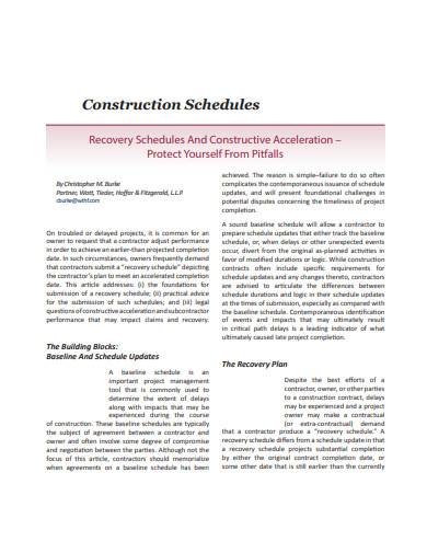 construction work schedules