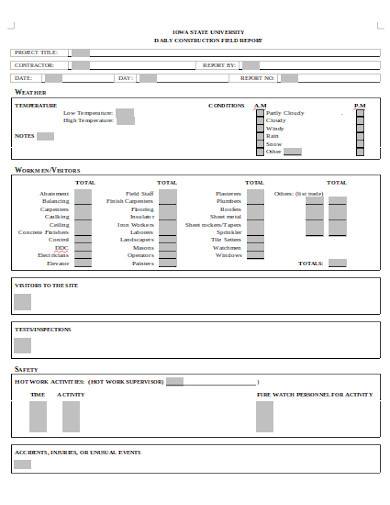 daily construction field report