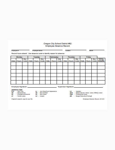 employee absence record template