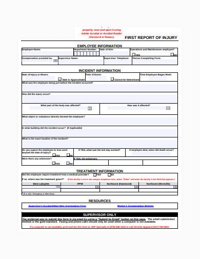 employee first report of injury form
