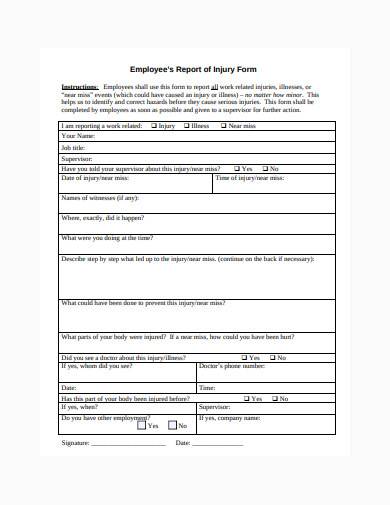 employee report of injury form sample