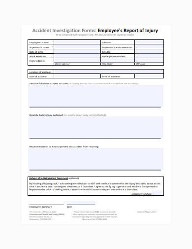 employees report of injury template