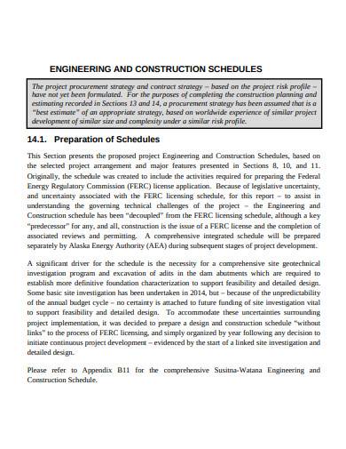 engineering and construction schedules