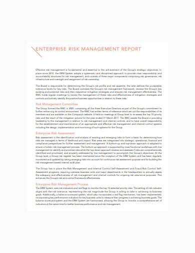 enterprise risk management report template