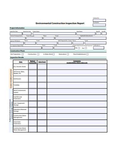 environmental construction inspection report