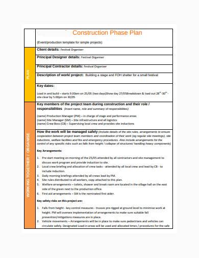 formal construction phase plan template