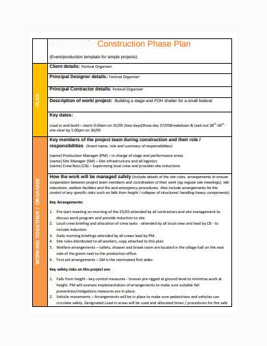 Free Construction Phase Plan Template Word 