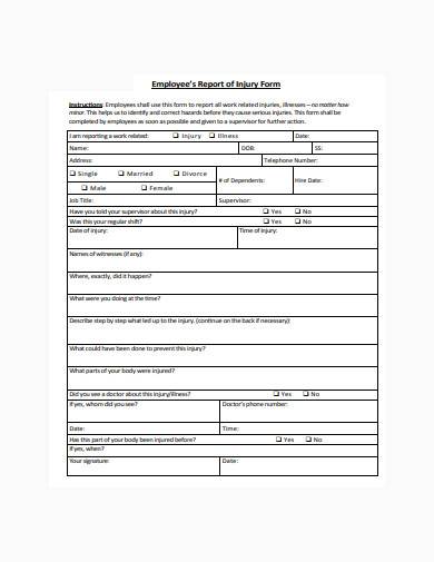 formal employee report of injury form sample