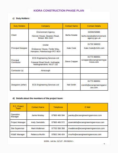 general construction phase plan sample