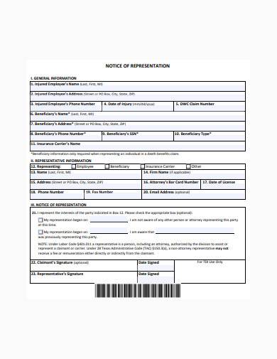 general notice of legal representation sample
