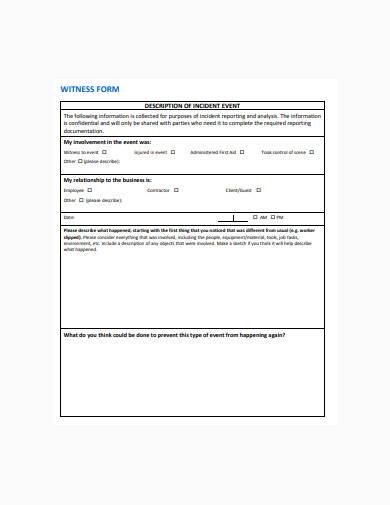 general witness information form template