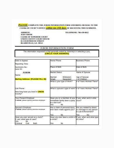 juror information form in pdf
