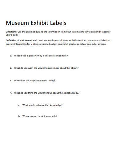 museum exhibit label sample
