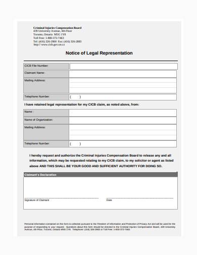 notice of change representation