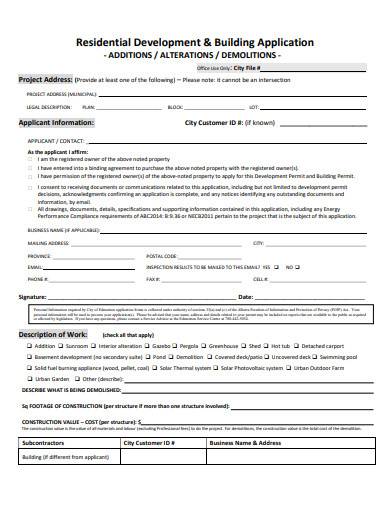 residential construction application form