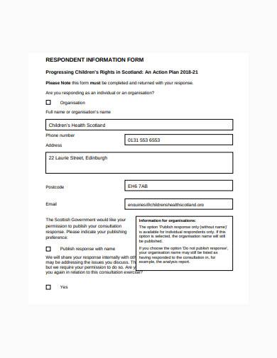 respondent information form sample