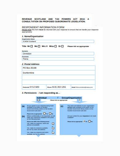 respondent information form in pdf