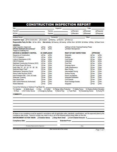 Free Construction Inspection Report Samples In Pdf Ms Word