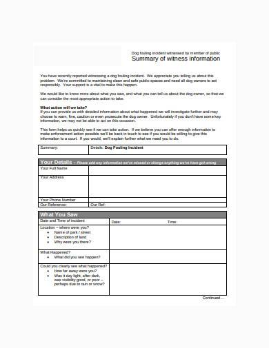 sample witness information form in pdf