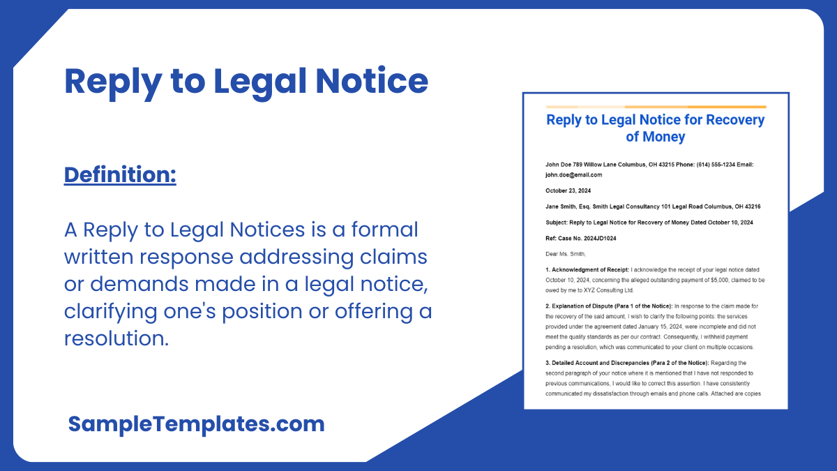 Reply to Legal Notice