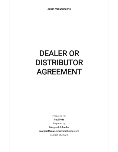 dealer or distributor agreement template