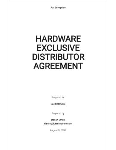 hardware exclusive distributor agreement template