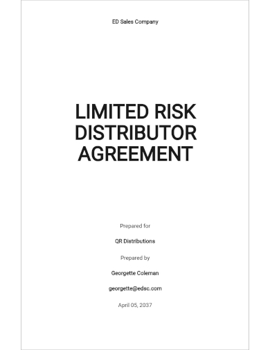 limited risk distributor agreement template