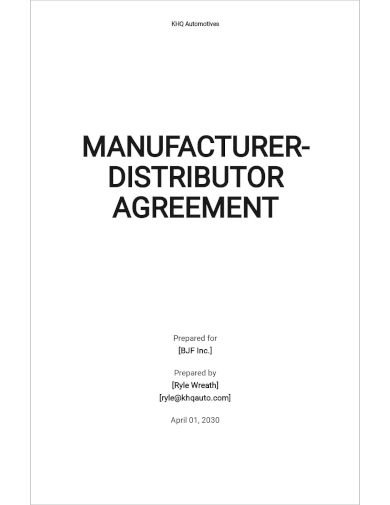 manufacturer distributor agreement template