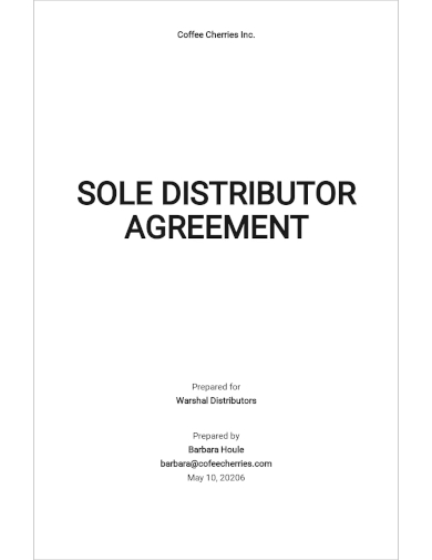 sole distributor agreement template