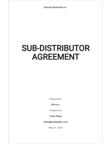 sub distributor agreement template