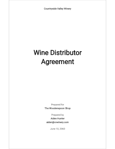 wine distributor agreement template