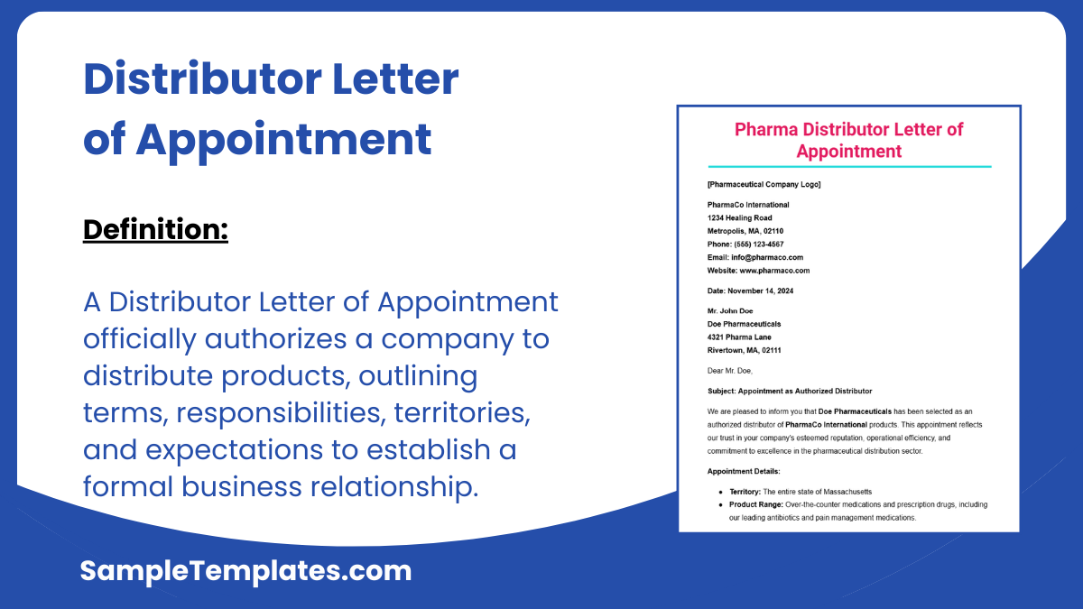 Distributor Letter of Appointment