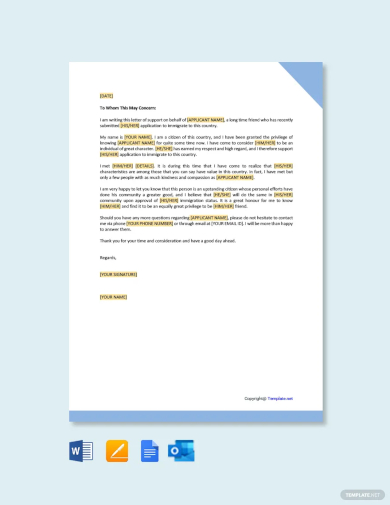 immigration letter of support template