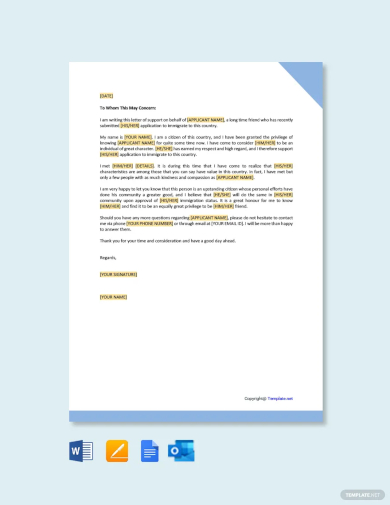 FREE 12+ Sample Letter of Support for Immigration Templates in Word ...