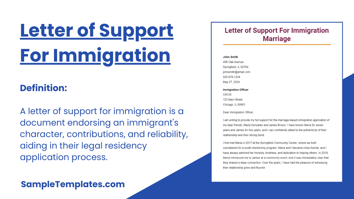 Letter of Support for Immigration