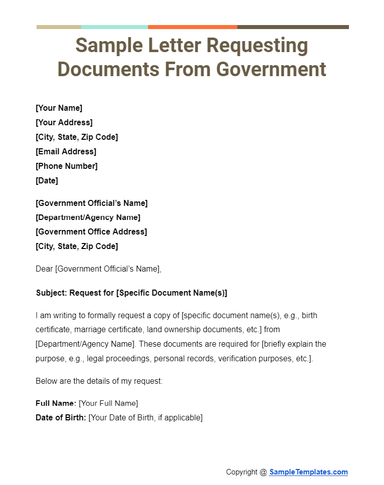 sample letter requesting documents from government