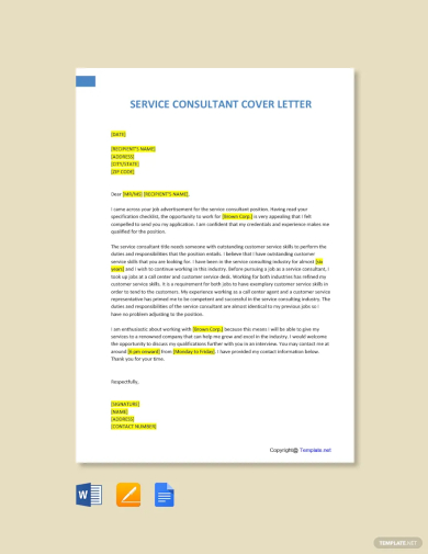 service consultant cover letter template