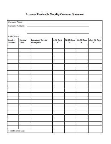 accounts receivable monthly statement