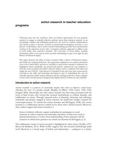 action research in teacher education program