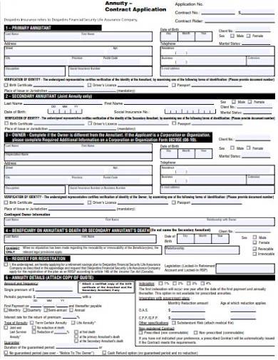 annuity contract application form