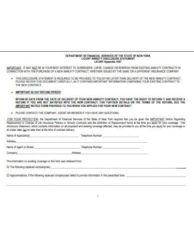 annuity disclosure statement form