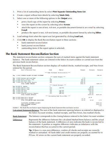 bank reconciliation report template