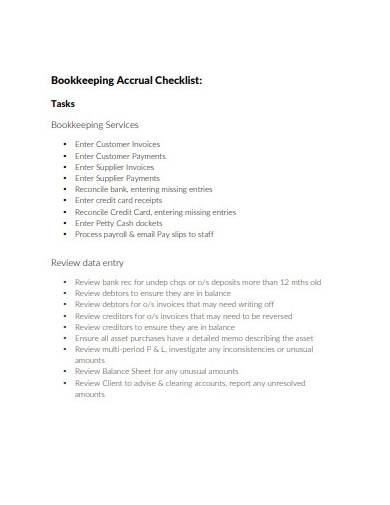bookkeeping accrual checklist template