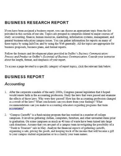 business report template examples