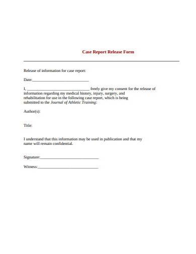 case report release form template