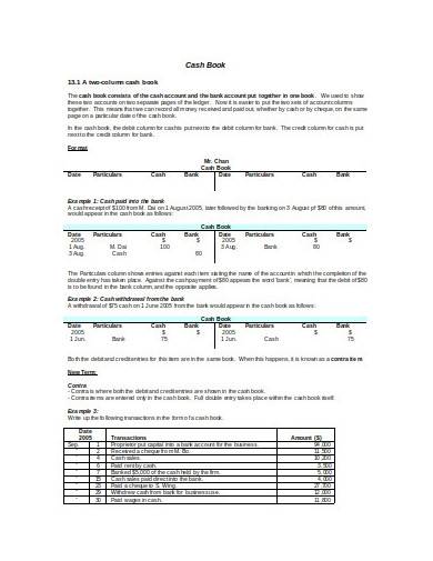 cash book template