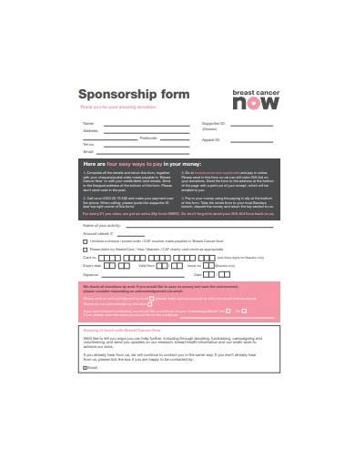 charity fundraising sponsorship form