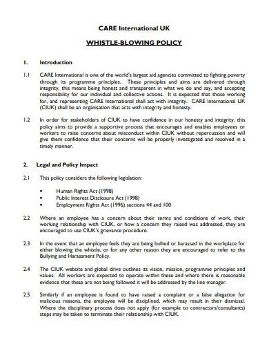 charity whistleblowing policy template