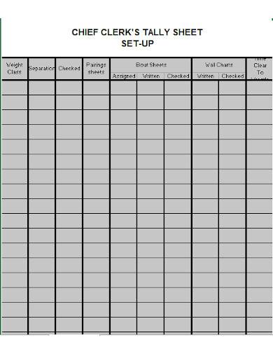 chief clerks tally sheet